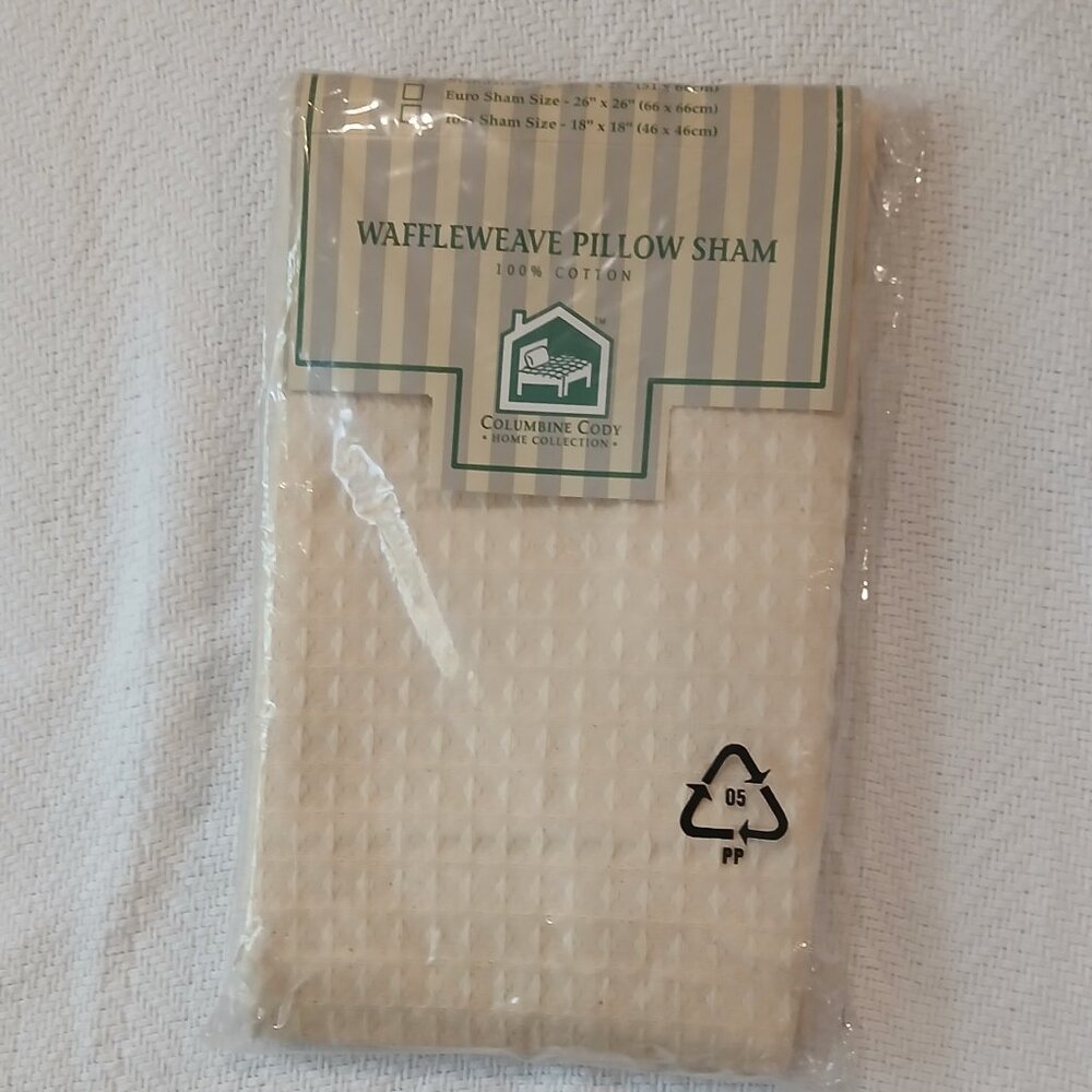 COLUMBINE CODY 100% COTTON WAFFLEWEAVE PILLOW SHAM - STANDARD SIZE, ECRU